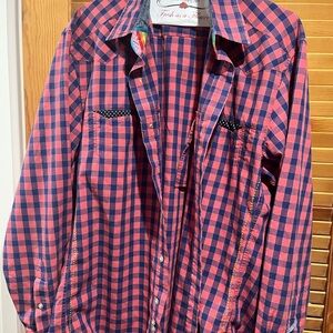 Robert Graham Red and Blue Plaid Shirt